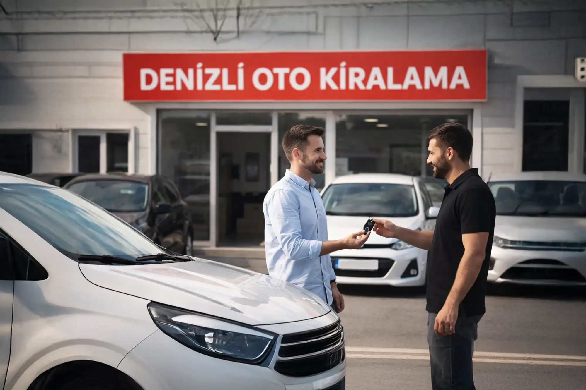 Çardak Havalimanı önünde bagajlı kiralık otomobil